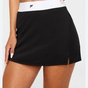 Fabletics Black Skort with White Waistband and Logo Tag